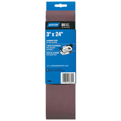 Norton Aluminum Oxide 3'' x 24'' Sanding Belts, 2-Pack, 80-Grit