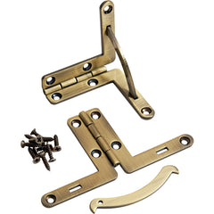 Small Solid Brass Quadrant Hinges, Antique Brass, Pair