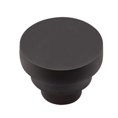1-1/4'' Round Step Cabinet Knob, Flat Black