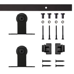 5' Top Mount Mini Rolling Door Hardware Kit for Furniture, Black