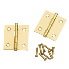 Flat-tipped Butt Hinges, 2'' L x 1-3/4'' W, Polished Brass
