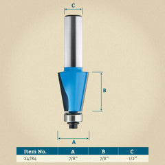 Rockler 11.25° Chamfer Router Bit - 7/8" Dia x 7/8" H x 1/2" Shank