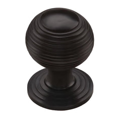 1-1/4'' Reeded Cabinet Knob on Rose, Flat Black