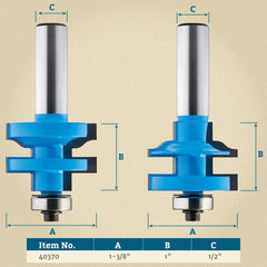 Rockler Ogee Rail and Stile Router Bit Set - 1-3/8" Dia x 1" H x 1/2" Shank