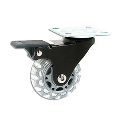 Translucent Skate Wheel Caster, Neon Blue, With Brake