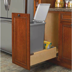 Single 50 quart Waste Container, Natural, Wood - Maple (4WCBM-1550DM-1)