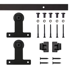 4' Soft-Close Front-Mount Mini Rolling Door Hardware Kit for Furniture, Black, Single Door