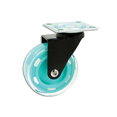 Profile Caster, Black Yoke, Swivel Plate and No Brake, Ocean Blue