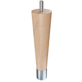 6'' Tapered Turned Leg, Hard Maple with Semi-Gloss Finish, 1''H Brushed Aluminum Foot