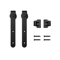 4' Soft-Close Rounded Stick Mini Rolling Door Hardware Kit for Furniture, Black, Single Door