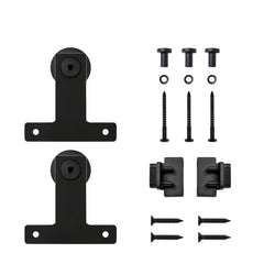 4' Front Mount Mini Rolling Door Hardware Kit for Furniture, Black