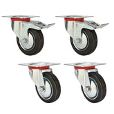 3'' Rubber Caster Set, 110-lbs./Caster, (2 Swivel, 2 Swivel w/Total Lock Brake)