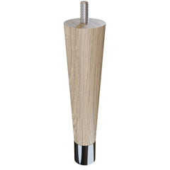 6'' Tapered Turned Leg, White Oak, 1''H Brushed Aluminum Foot