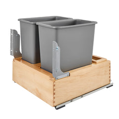 Rev-A-Shelf- Double Bottom Mount Wood w/ Tandem Heavy Duty Slides - Double 30 Qt. Waste Container