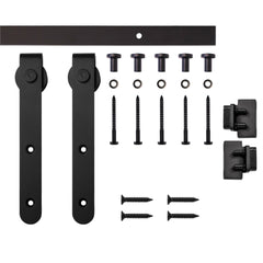 6' Rounded Stick Mini Rolling Door Hardware Kit for Furniture, Black