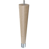 9'' Tapered Turned Leg, White Oak with Semi-Gloss Finish, 1''H Brushed Aluminum Foot