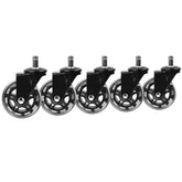 Slipstick 3'' Rollerblade-Style Office Chair Casters, 7/16'' Stem, 5-Pack