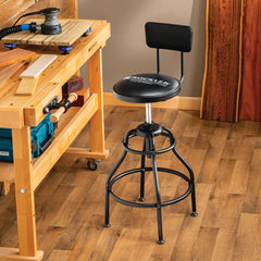 Rockler Pneumatic Shop Stool with Adjustable Backrest