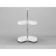 Kidney Shape LD Polymer 2 Shelf Corner Lazy Susans - 18 in. White