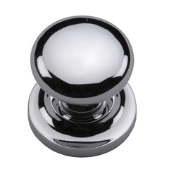 1-1/4'' Round Cabinet Knob on Rose, Polished Chrome