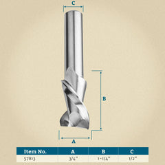Onsrud HSS Up-Cut Spiral Mortising Router Bit - 3/4'' Dia x 1-1/4'' H x 1/2'' Shank