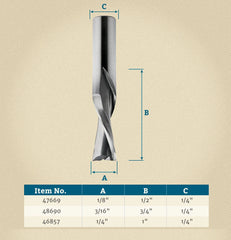 1/8" D x 1/2" H x 1/4" Shank Freud #75-100 Up-Spiral Bit