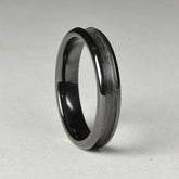 Black Ceramic Ring Core Blank, 4mm Wide, Size 4