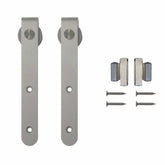 4' Soft-Close Rounded Stick Mini Rolling Door Hardware Kit for Furniture, Satin Nickel, Single Door