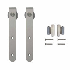 4' Soft-Close Rounded Stick Mini Rolling Door Hardware Kit for Furniture, Satin Nickel, Single Door