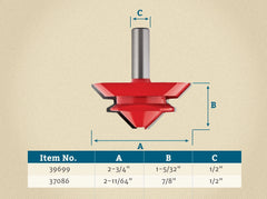2-3/4" D x 1-5/32" H x 1/2" Shank Freud #99-034 Lock Miter Bit