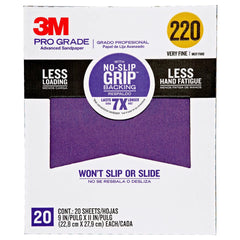 3M Pro Grade No-Slip Grip Sandpaper, 20-Pack, 100-Grit