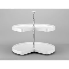 Kidney Shape LD Polymer 2 Shelf Corner Lazy Susans - 32 in. White