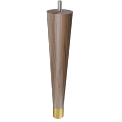 9'' Tapered Turned Leg, Walnut, 1''H Brushed Aluminum Foot
