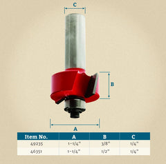 1-1/4" D x 3/8" H x 1/4" Shank Freud #32-096 Rabbeting With Bearing Bit