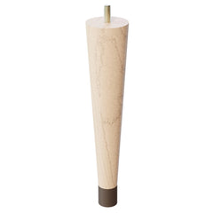 9'' Tapered Turned Leg, Hard Maple, 1''H Brushed Aluminum Foot