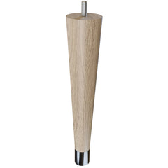 9'' Tapered Turned Leg, White Oak, 1''H Brushed Aluminum Foot