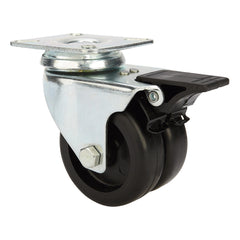 2'' 180-lb. Dual-Wheel Non-Marking Polyolefin Caster, Swivel w/Total Lock Brake