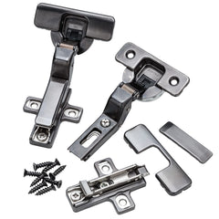 Salice 105° Long Arm Hinges, Frameless, Titanium Finish, Half Overlay