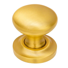 1-1/4'' Round Cabinet Knob on Rose, Satin Brass