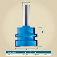 Rockler Wedge Tongue and Groove Router Bit - 1-1/2" Dia x 1-3/16" H x 1/2" Shank