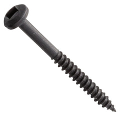 Centerline #6 x 1-1/2'' Pan Head Square Drive Pocket Hole Screws, Fine Thread, Black, 200-Pack