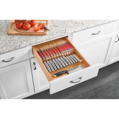 Cut-To-Size Insert Wood Double Knife Block for Drawers - Natural