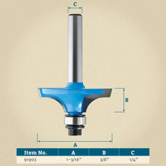Rockler Table Top Edge Router Bit - 1-3/16" Dia x 3/8" H x 1/4" Shank