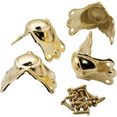 Brass Plated Center Corner Trunk Hardware, Set of 4