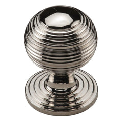 1-1/4'' Reeded Cabinet Knob on Rose, Polished Chrome