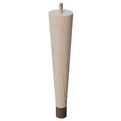 9'' Tapered Turned Leg, White Oak with Semi-Gloss Finish, 1''H Brushed Aluminum Foot