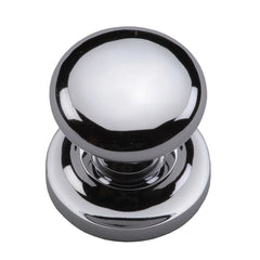 1-1/2'' Round Cabinet Knob on Rose, Polished Chrome