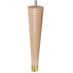9'' Tapered Turned Leg, Hard Maple with Semi-Gloss Finish, 1''H Brushed Aluminum Foot