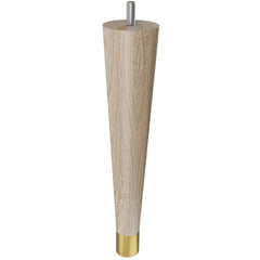 9'' Tapered Turned Leg, White Oak with Semi-Gloss Finish, 1''H Brushed Aluminum Foot
