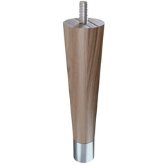 6'' Tapered Turned Leg, Walnut, 1''H Brushed Aluminum Foot